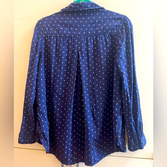 BeachLunchLounge Long Sleeve Blue & white shirt Blouse Top Sz M Nautical - Picture 3 of 8